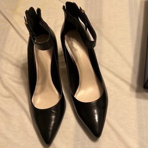 Black ankle strap pumps